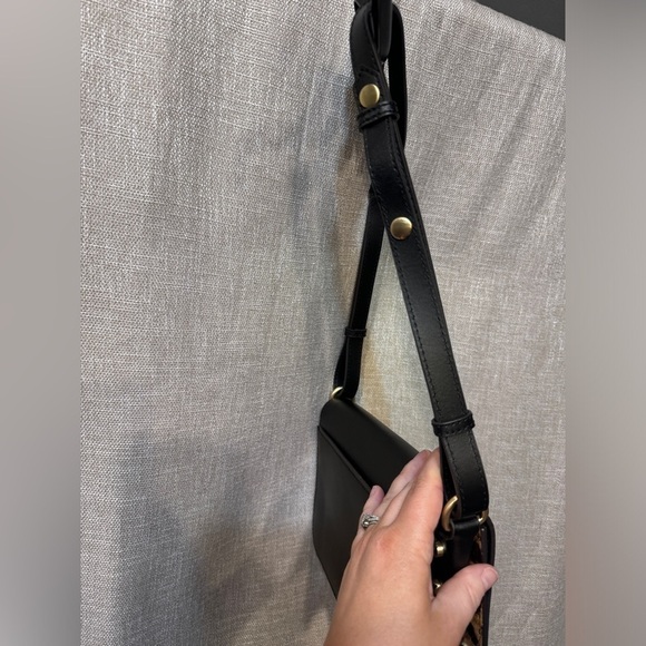 Aimee Kestenberg black leather purse with leopard print trim and stud details - Picture 5 of 16